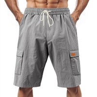 Loose Sports And Leisure Solid Color Linen Drawstring Shorts