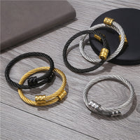 Trendy Retro Personality Stainless Steel Winding Geometric Bracelet