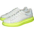 White Lace-up Men's Green Sole Platform Shoes