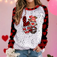 Plus Size Women's Printed Holiday Long Sleeve T-shirt