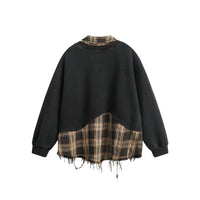 American-style Ripped Burr Fake Two Pieces Shirts Lapel Sweater
