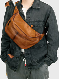 Leather Waist Bag Large Capacity Convenient For Men