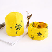 Baby Cartoon Printed Cotton Scarf Hat Set