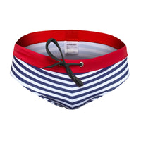 Men's Triangle Skinny Striped Low Waist Swim Trunks