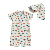One-pieces Short Sleeve Printed Swimsuit