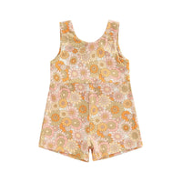 Strap Zipper Rainbow Sunken Stripe Flower Jumpsuit Romper