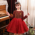 Girls Comfort Sleeve Long Sleeve Starry Sky Dress