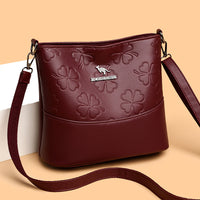 Multi-layer Soft Leather Bucket Large Capacity Women's Shoulder Messenger Bag
