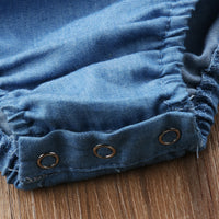 Baby robes, lotus leaf collar, denim jumpsuit