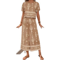 Women's Contrast-Colored Ethnic-Style Printed Set