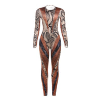 Personalized Snake-Print Bodycon Sexy Jumpsuit And Pants Set