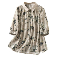 Women's Short-sleeved Shirt Cotton And Linen Style Top
