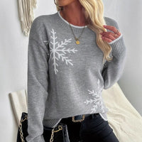 Autumn And Winter Half-high Collar Crocheted Gray Sweater