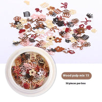 Nail Art Wood Pulp Slice Flower Mixed Nail Sticker DIY Accessories