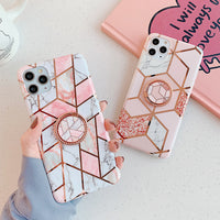 Geometric flower ring stand phone case