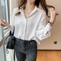 Long-sleeve Collared Chic Top Fashionable Professional-style Blouse