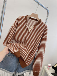 Crew Neck Casual Striped Lazy Pullover Sweater