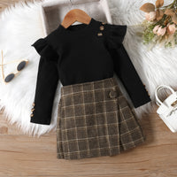 Girl Long-sleeved Blouse Irregular Skirt Suit