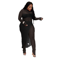 Women's Mesh Split Jumpsuit Skirt Suit