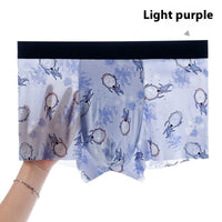 Digital Printing Men's Honeycomb U Convex Boxer Briefs Ice Silk Seamless