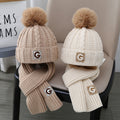 Children's Hat Set Scarf Two-piece Boys' Knitted Fleece-lined