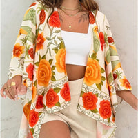 Loose-fitting Casual Womens Printed Cardigan Top