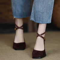 New Womens High Heels In A Retro Style Crafted From Matte Leather With Stylish Patchwork Details