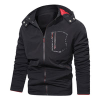 Hooded Men's Casual Coat Slim Solid Zipper Jacket