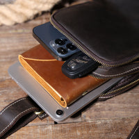Men's Full-Grain Leather Chest Bag ShoulderCrossbody Style