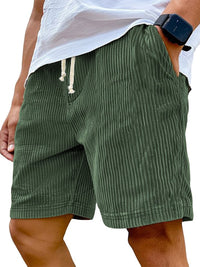 Men's Retro Embroidered Corduroy Fashionable Lace-up Casual Shorts
