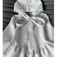 Womens Korean-style Gray Hoodie With Bow-Tie Straps