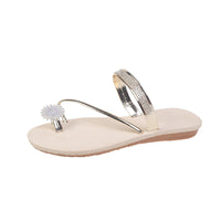 Outerwear Floral Rhinestone Flip-Flops Fairy Style Flat Sandals Two-Way Wear