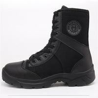 Black Training Boots Breathable Mesh Shock Absorption Security Shoes