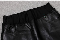 Stitching Stretch Pencil Women's Leather Pants