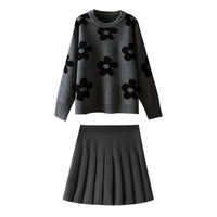 Idle Style Soft Glutinous Suit Flower Long Sleeve Sweater