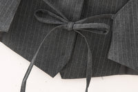 Women's V-neck Backless Pinstripe Vest