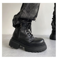 Autumn And Winter Leather Martin Boots High-top Leather Shoes Men's Shoes Fleece-lined