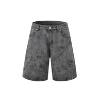 Trendy Edgy High-street Gradient-wash Denim Shirt And Shorts Set