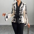 Womens Elegant V-Neck Top With Floral Print