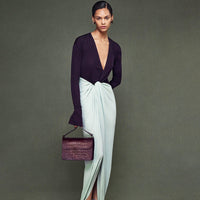 Womens Fashionable Elegant Deep V-Neck Long-Sleeve Slit Dress