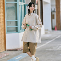 Women's Cotton Loose Solid Color Casual Shirt
