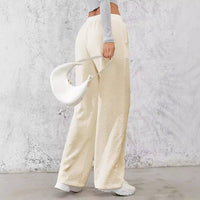 Sloppy-chic Ice-silk Draped Wide-leg Trousers