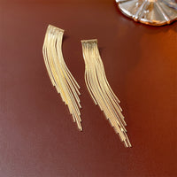 Vintage Flower Tassel Metallic Stud Earrings, Luxury Elegant Ear Jewelry
