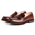 British Casual Men's Leather Shoes Cowhide Loafers