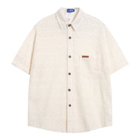 Hollow-out Crocheted Knitted Short-sleeved Shirt