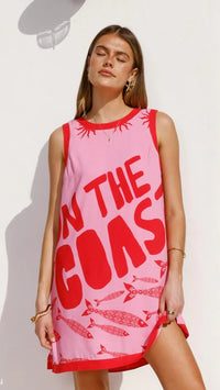 Womens Fitted Printed Colorblock Sleeveless Tank Dress