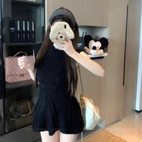 Knitted Chic Waist-Cinching Cable-Knit Sleeveless Vest
