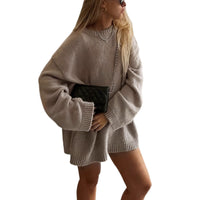Crew-neck Fashionable Casual Loose-fit Knit Top