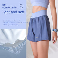 High Waist Anti-exposure Fake Two-piece Sports Shorts