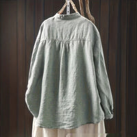 Retro Artistic Loose-fit Stand-collar Single-breasted Cardigan Shirt Relaxed Fit